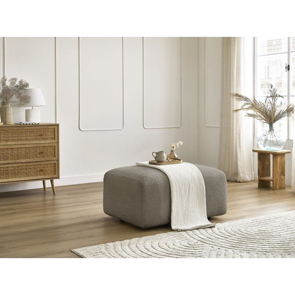 Siv/rjav tabure iz tkanine bouclé Tina – Bobochic Paris-image-1