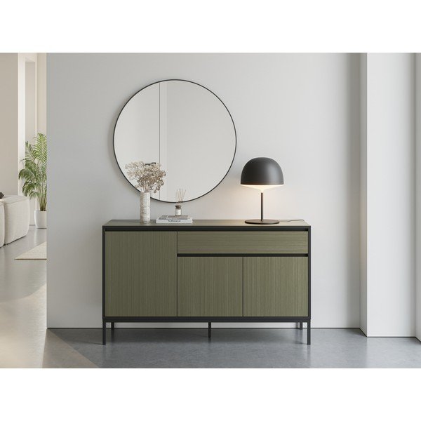 Temno zelena nizka komoda 140x80 cm Lorenza – Marckeric-image-1