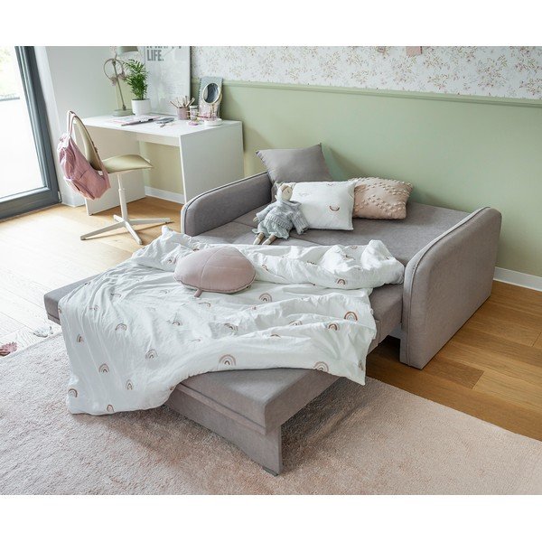 Svetlo siva raztegljiva/s prostorom za shranjevanje sedežna garnitura iz šenilje 155 cm Laine – ELTAP-image-3