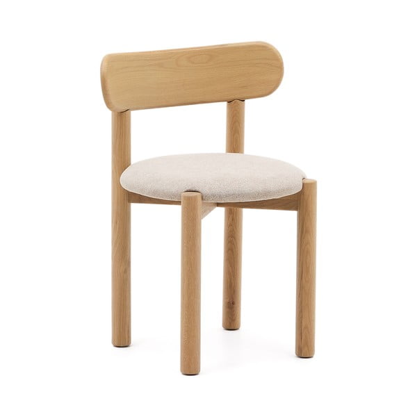 Jedilni stoli iz masivnega hrasta v kremno beli in naravni barvi v kompletu 2 ks Nebai – Kave Home