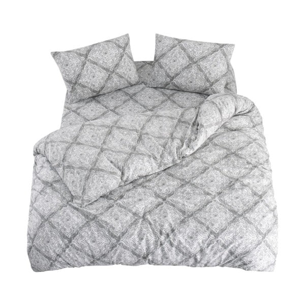Siva 4-delna podaljšana posteljnina za zakonsko posteljo z rjuho 200x220 cm Geometric – Mila Home