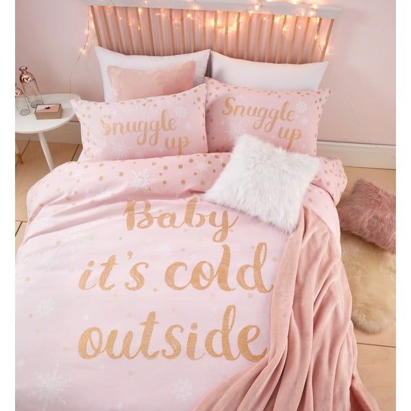 Rožnata posteljnina Baby It´s Cold Outside Catherine Lansfield, 135 x 200 cm