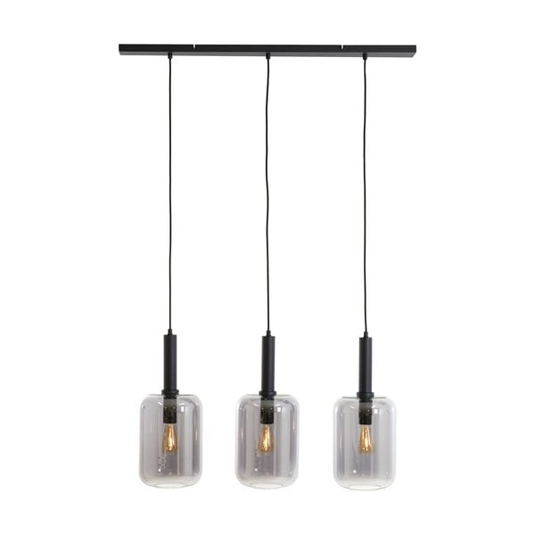 Črna stropna svetilka s steklenim senčnikom 100x22 cm Lekar - Light & Living