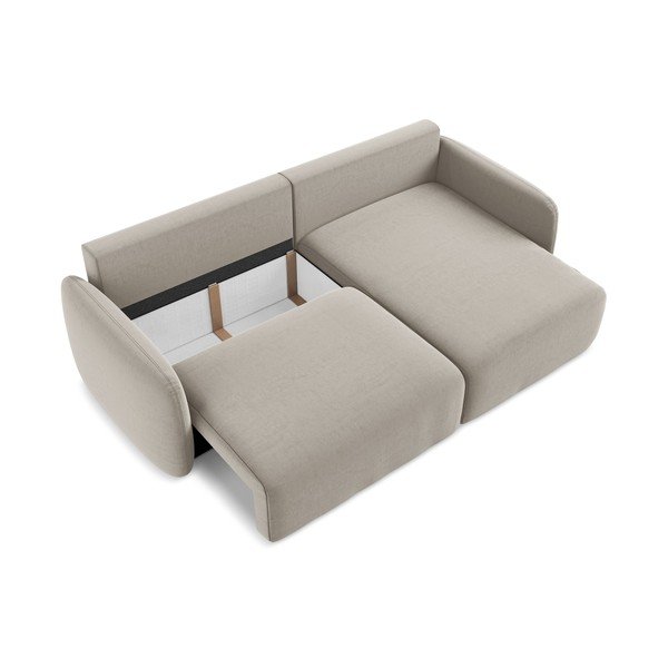 Sivorjava žametna raztegljiva/s prostorom za shranjevanje kotna sedežna garnitura (desni kot/z ležalnikom) Kalena – Makamii-image-4