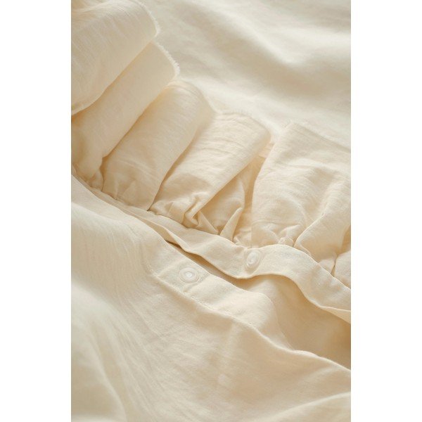 Kremno bela enojna posteljnina iz bombažnega satena 150x210 cm Gloria – Ellos Home-image-3