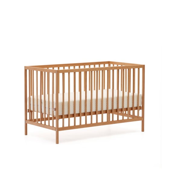 Otroška posteljica iz masivne bukve v naravni barvi 60x120 cm Shantal – Kave Home-image-2