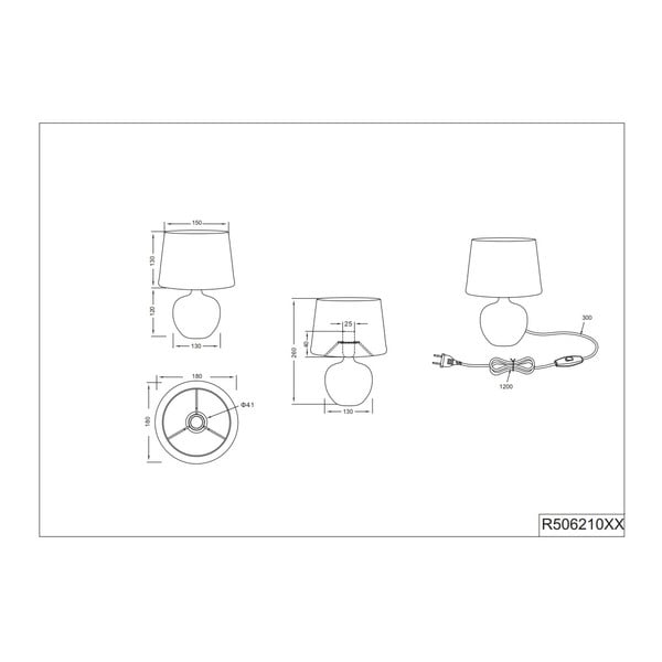 Črna namizna svetilka iz keramike in tkanine Reality Luxor, višina 26 cm-image-2