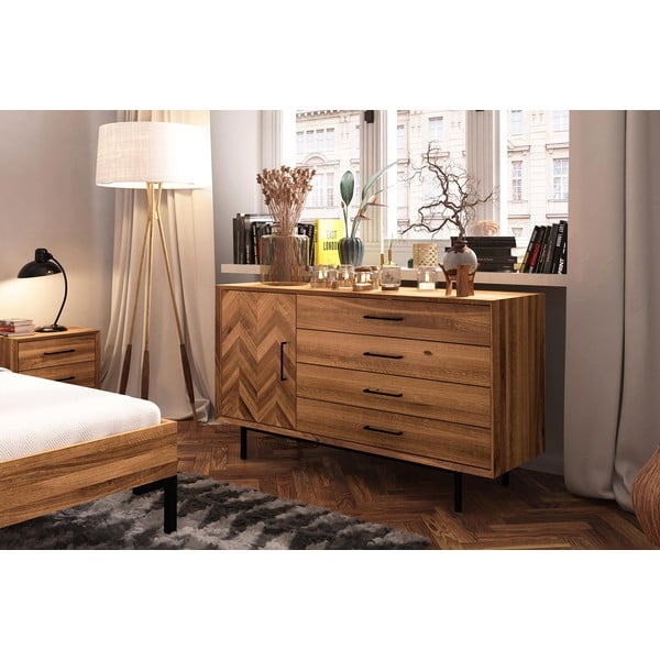 Komoda iz masivnega hrasta 144x80 cm Abies – The Beds-image-3