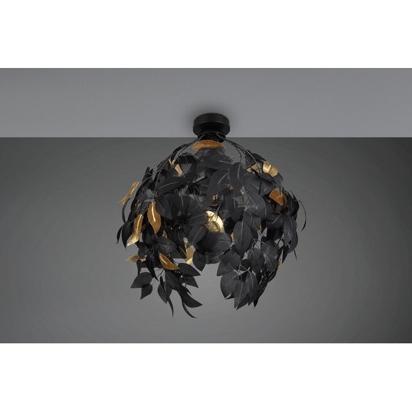 Mat črna kovinska stropna svetilka s plastičnim senčilom ø 38 cm Leavy – Reality-image-2