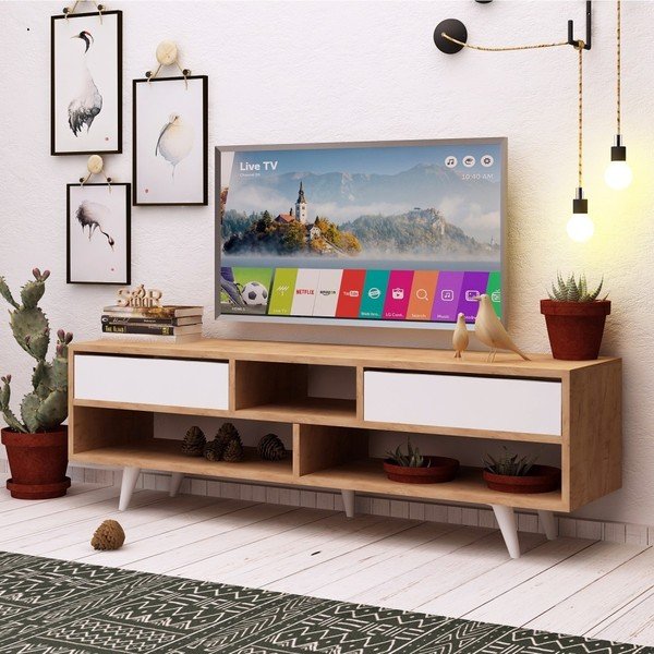 Bela TV mizica s hrastovimi detajli Garetto Glasgow-image-3