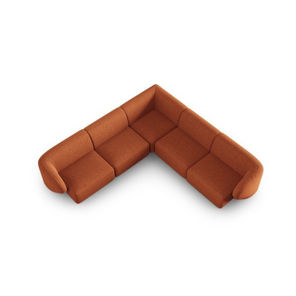Kotna sedežna garnitura iz šenilje v barvi terakote Paolo – Milo Casa-image-1