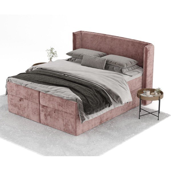 Rožnata boxspring postelja s prostorom za shranjevanje 180x200 cm Passion – Maison de Rêve-image-2
