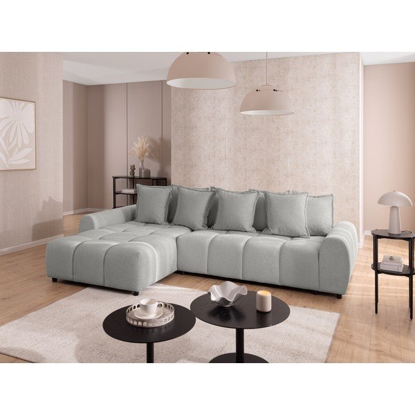 Svetlo siva kotna sedežna garnitura (levi kot/z ležalnikom) Albane  – Ropez-image-1