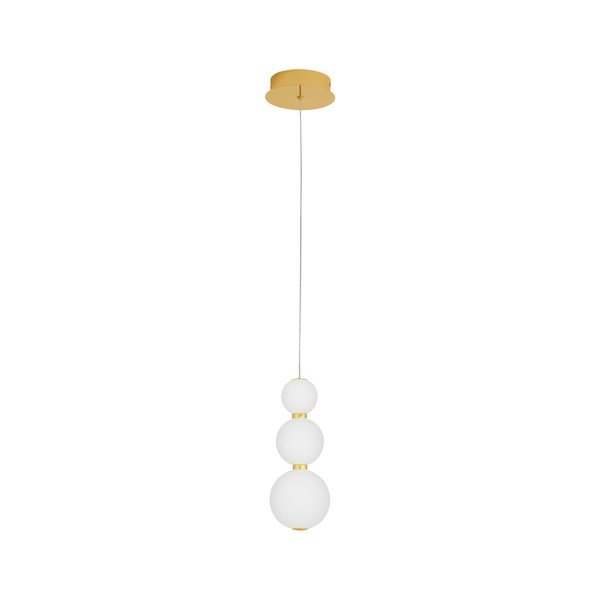 Bela/v zlati barvi kovinska LED viseča svetilka s steklenim senčilom ø 10 cm Perla – Nova Luce