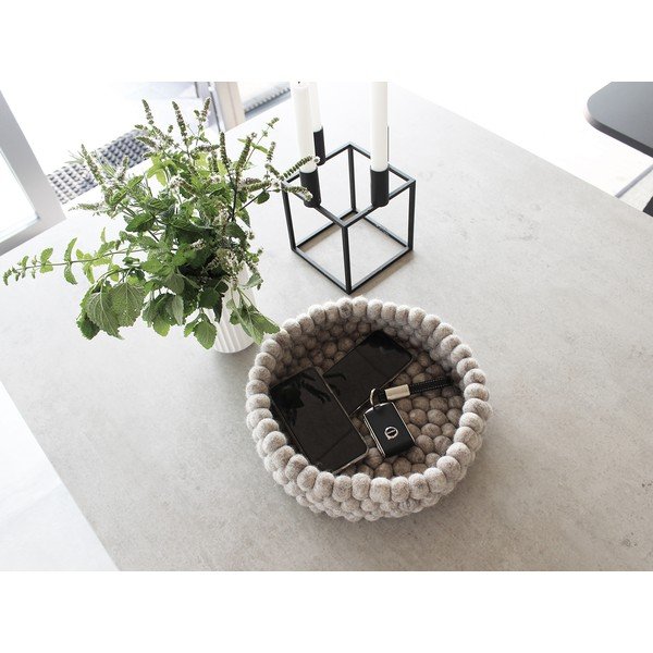 Peščeno rjava košara za shranjevanje iz volnenih kroglic Wooldot Ball Basket, ⌀ 28 cm-image-1