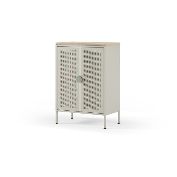 Kremno bela/v naravni barvi kovinska omarica 70x100x40 cm Sayla – Marckeric-image-4