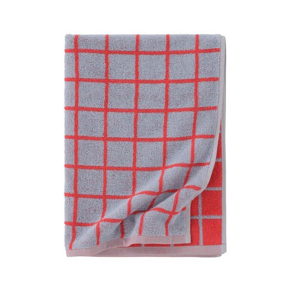 Rdeča/svetlo modra bombažna brisača 50x70 cm Grid – Jotex