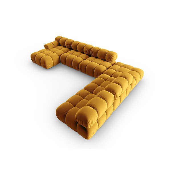 Rumena žametna sedežna garnitura 379 cm Bellis – Micadoni Home-image-4