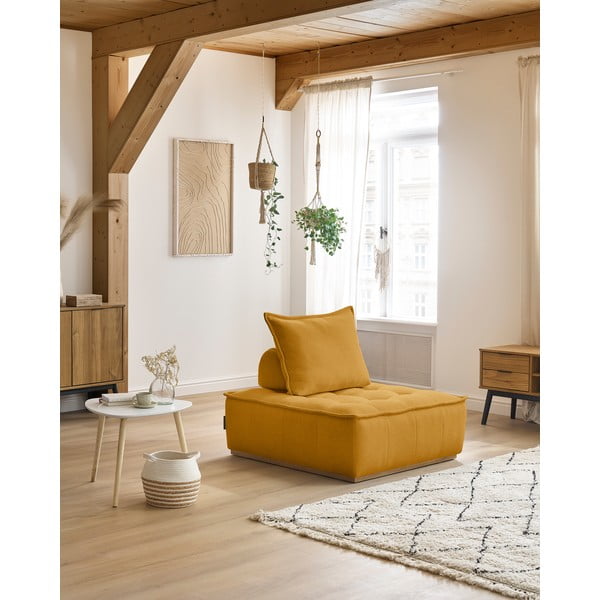 Gorčično rumen fotelj iz šenilje Elisa – Bobochic Paris-image-1