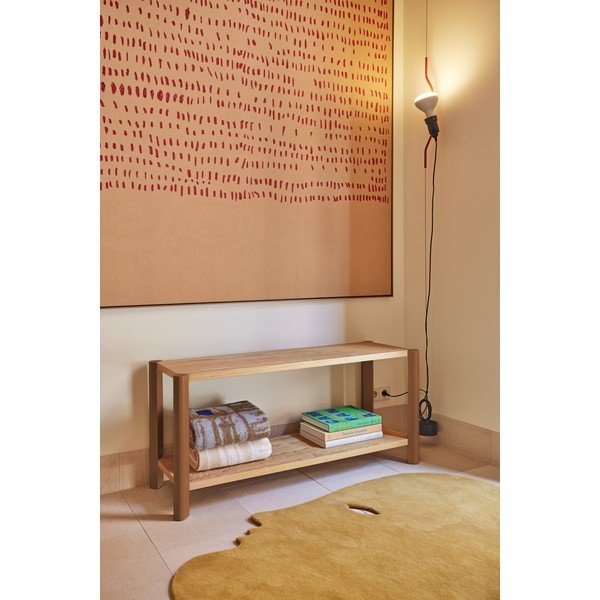 Regal v hrastovem dekorju in oranžno opečnati in svetlo naravni barvi 126x59x43 cm Bona – Teulat-image-1