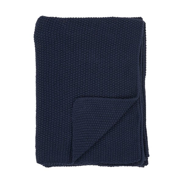 Temno modra odeja iz recikliranega bombaža 130x170 cm Santos – House Nordic