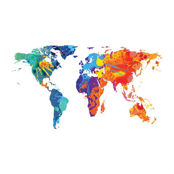 Stenska nalepka Ambiance Wall Decal Worlds Map Design Akvarel, 60 x 105 cm-image-2
