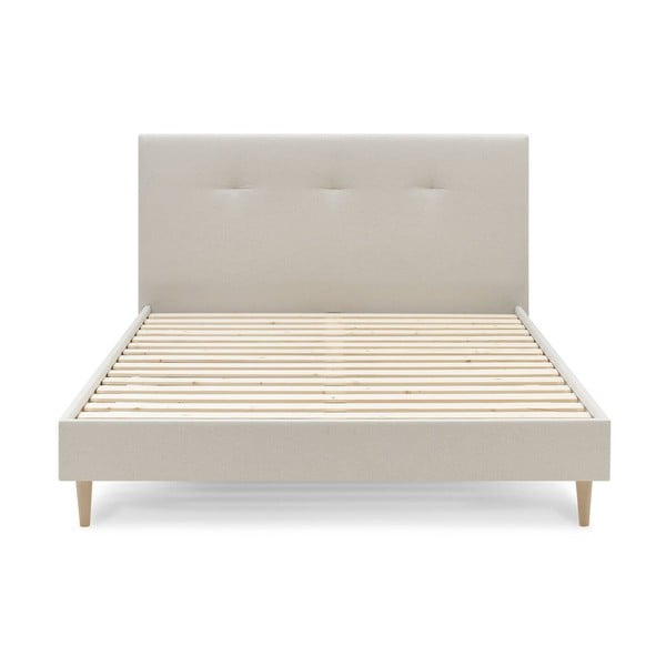 Bež oblazinjena zakonska postelja z letvenim dnom 160x200 cm Tory - Bobochic Paris-image-1