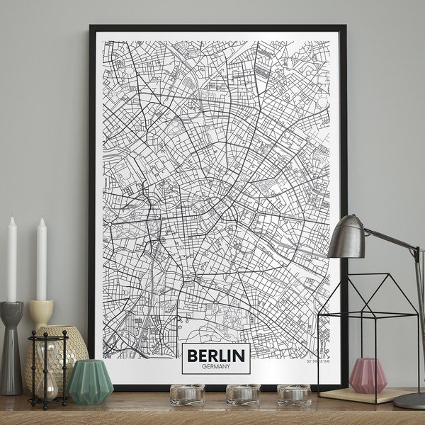 Stenski plakat v okvirju MAP/BERLIN, 70 x 100 cm-image-1