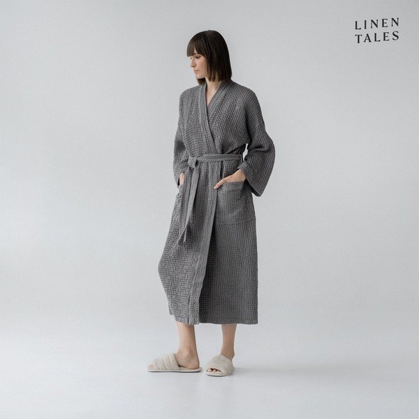 Temno siv kopalni plašč velikosti S/M Honeycomb – Linen Tales-image-1