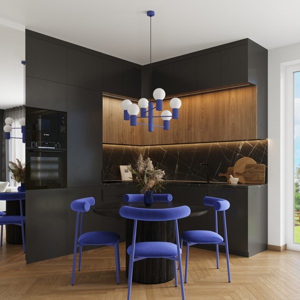 Modra viseča svetilka s steklenim senčilom Orbital – Sollux-image-1