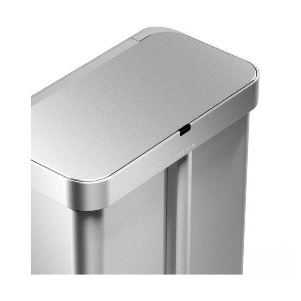 Jeklen koš za smeti 34+24 l za ločevanje odpadkov/brezstični v srebrni barvi Dual Sensor – simplehuman-image-1