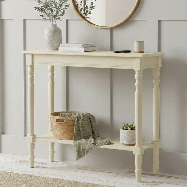 Slonokoščena stranska mizica iz masivnega bora 30x80 cm Heritage – Premier Housewares-image-1