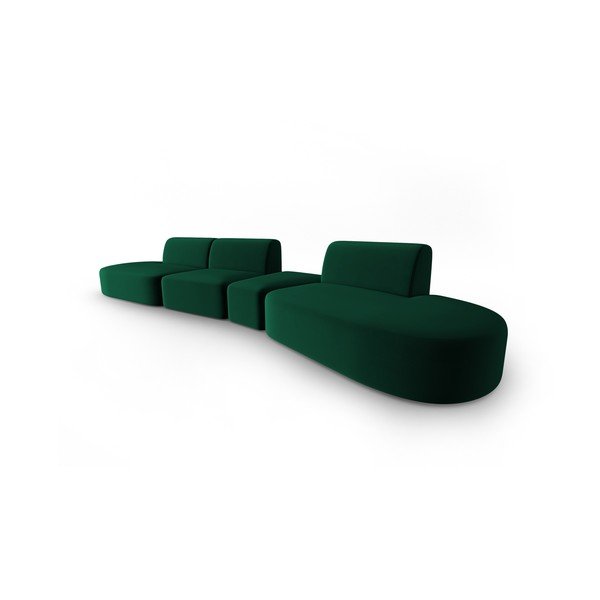 Zelena žametna sedežna garnitura desni kot 428 cm Paolo – Milo Casa-image-2