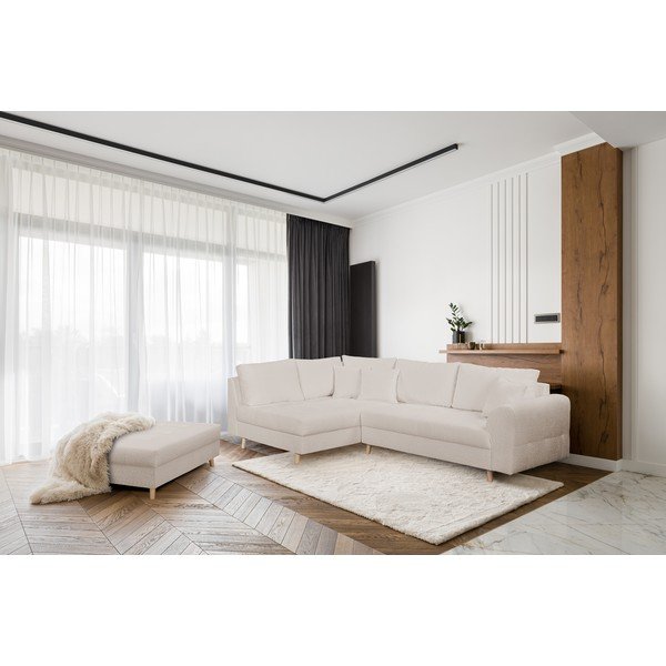 Bež tabure iz tkanine bouclé Ariella – Ropez-image-1