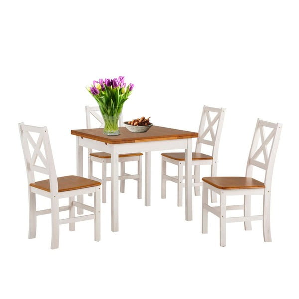 Støraa Marlon bela jedilna miza in 4 stoli iz masivnega lesa
