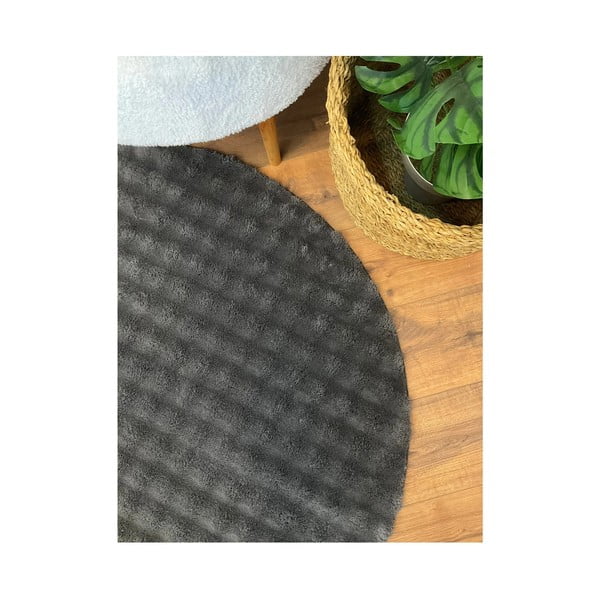 Antracitno siva pralna okrogla preproga ø 145 cm Bubbly – Oyo Concept-image-3