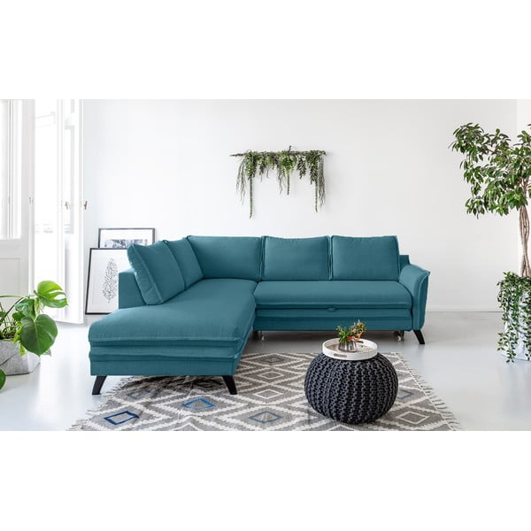 Turkizna raztegljiva raztegljiva sedežna garnitura Miuform Charming Charlie L, levi kot-image-1