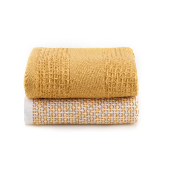 Rumene vafel brisače v kompletu 2 ks 40x60 cm Betty – Foutastic-image-3
