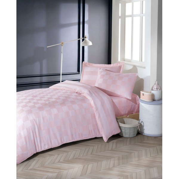 Rožnata enojna posteljnina iz damasta 140x200 cm Kareli – Mijolnir