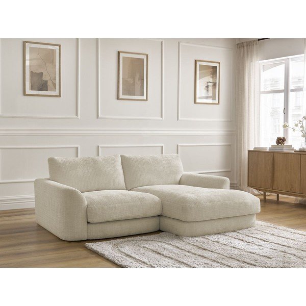 Bež kotna sedežna garnitura iz šenilje (desni kot/z ležalnikom) Leonore – Bobochic Paris-image-3