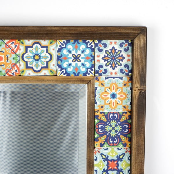 Stensko ogledalo s polico s kamnitim okvirjem 32.5x33 cm – Wallity-image-4