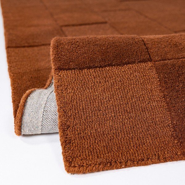 Ročno tkan volnen tekač v barvi terakote 60x230 cm Checkerboard – Flair Rugs-image-2