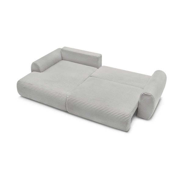 Svetlo siva raztegljiva kotna sedežna garnitura iz rebrastega žameta (levi kot) Lucien – Bobochic Paris-image-4