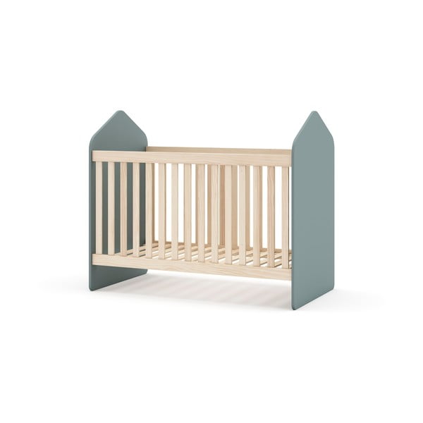 Otroška posteljica v borovem dekorju 60x120 cm v naravni barvi/prašno zelena Estefania – Marckeric-image-3