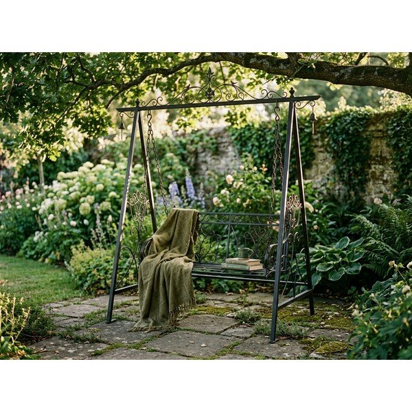 Črna kovinska vrtna gugalnica Kari - Garden Pleasure-image-1
