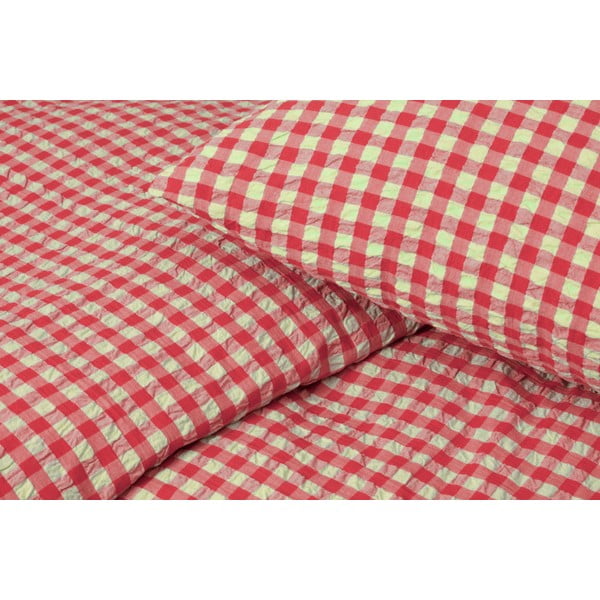 Rdeča/rumena podaljšana posteljnina za zakonsko posteljo iz krepa 200x220 cm Bæk&Bølge – JUNA-image-2