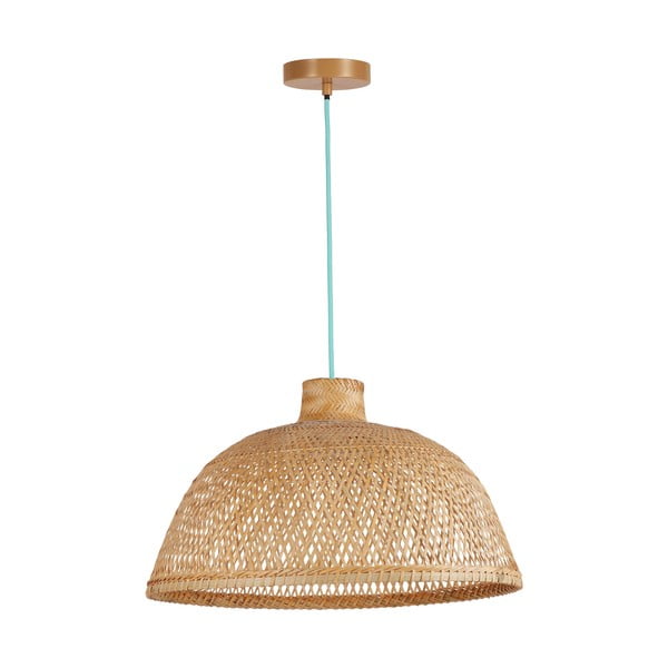 Turkizna/naravna viseča svetilka z bambusovim senčnikom ø 52 cm – SULION