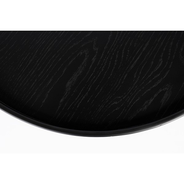 Črna okrogla klubska mizica z mizno ploščo v hrastovem dekorju ø 70 cm Yuri L – White Label-image-3
