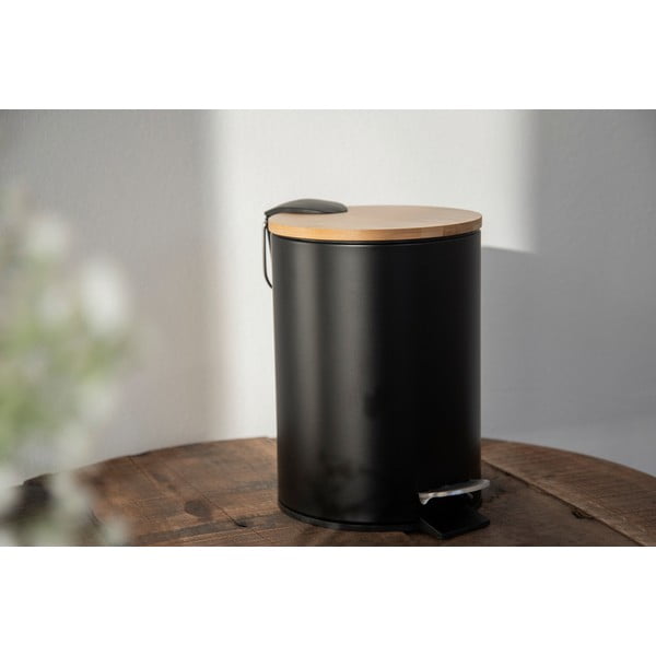 Črn koš za smeti s pokrovom iz bambusa Wenko Tortona, 3 l-image-4