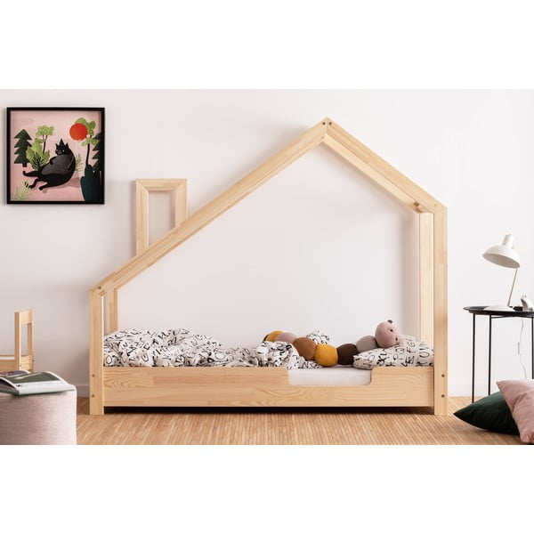Otroška postelja hiška iz borovega lesa Adeko Luna Carl, 80 x 150 cm